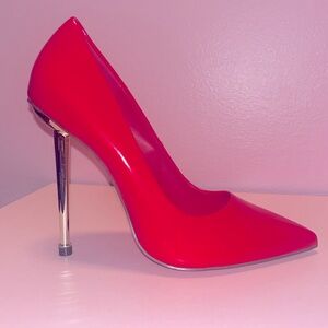 Liliana Vibrant Red Heels with Metallic Stiletto